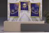 Allah (C.C) , Prophet Muhammad (PBUH) Inscription and Ottoman Tughra Inside the Arabic Letter 'VAV' Glass Wall Clock Set