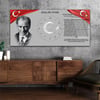 Yatay Ortadan Saatli  Vatan Temalı Cam Tablo 010