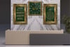NAZAR AYETİ BEREKET DUASI YAZILI CAM TABLO CAM DUVAR SAATİ SETİ 