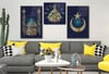 KELİME-İ TEVHİT YAZILI AY YILDIZ BESMELİYİ ŞERİF YAZILI CAMİİ GÖRSELLİ CAM TABLO SAAT SETİ 