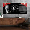 Yatay Ortadan Saatli  Vatan Temalı Cam Tablo 009