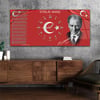 Yatay Ortadan Saatli  Vatan Temalı Cam Tablo 012