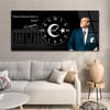 Yatay Ortadan Saatli  Vatan Temalı Cam Tablo 021