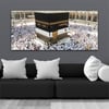 Kabe Tavaf Yatay Saatli Yandan Dini Temalı Cam Tablo 066