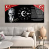 Yatay Ortadan Saatli  Vatan Temalı Cam Tablo 009