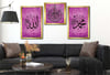 Allah (C.C) , Prophet Muhammad (PBUH) Inscription and Ayat al-Kursi Glass Wall Clock Set
