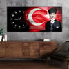 Yatay Saatli Yandan Vatan Temalı Cam Tablo 030