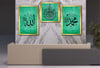 Allah (C.C) , Prophet Muhammad (PBUH) Inscription and Ayat al-Kursi Glass Wall Clock Set