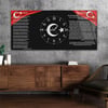 Yatay Ortadan Saatli  Vatan Temalı Cam Tablo 005