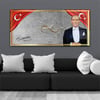 Yatay Ortadan Saatli  Vatan Temalı Cam Tablo 032