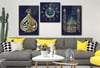 KELİME-İ TEVHİT YAZILI AY YILDIZ BESMELİYİ ŞERİF YAZILI CAMİİ GÖRSELLİ CAM TABLO SAAT SETİ 