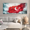 Bulutlar Arasında Dalgalanan Türk Bayrağı Saatli  Cam Tablo 079