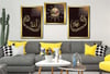 Allah (C.C) , Prophet Muhammad (PBUH) Inscription and Ottoman Tughra Inside the Arabic Letter 'VAV' Glass Wall Clock Set