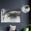 Sanat Temalı Cam Tablo Yuvarlak Cam Saat Seti