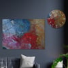 Sanat Temalı Cam Tablo Yuvarlak Cam Saat Seti