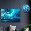 Sanat Temalı Cam Tablo Yuvarlak Cam Saat Seti