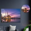Sanat Temalı Cam Tablo Yuvarlak Cam Saat Seti