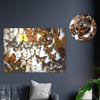Sanat Temalı Cam Tablo Yuvarlak Cam Saat Seti
