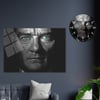 Sanat Temalı Cam Tablo Yuvarlak Cam Saat Seti