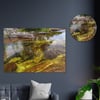 Sanat Temalı Cam Tablo Yuvarlak Cam Saat Seti