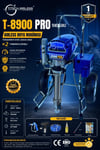 T-8900 PRO Elektrikli Airless Boya Makinası-Dijital/Mavi