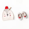 Andywawa Erkek Bebek Şapka ve Patik Set Ekru AC25348