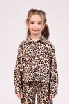 DMB Kız Çocuk Leopar Desenli Ceket Bej M0514