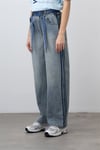 Loco Loco Kız Genç Kordonlu Oversize Denim Pantolon Mavi 7470