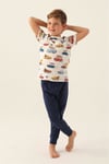 RolyPoly Erkek Çocuk Araba Baskılı Pijama Takımı Krem RP3358-2