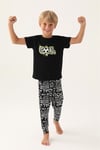 RolyPoly Erkek Çocuk Goal Baskılı Pijama Takımı Siyah RP3344-2