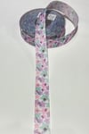 Baskılı Renkli Grogren Kurdele 1 mt 2,5 cm Pembe