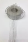 Gümüş Şeffaf Simli Organze Kurdele 2,5 Cm