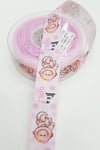 Pembe Bebek Figürlü Baskılı Grogren Kurdele 2,5Cm
