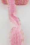 Pembe Sim Dantelli Plise Fırfır