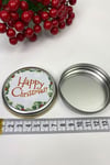 Yuvarlak Gümüş Teneke Kutu Happy Christmas Baskılı