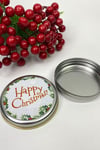 Yuvarlak Gümüş Teneke Kutu Happy Christmas Baskılı