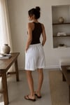 %100 Keten Cepli Bermuda Şort