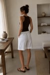 %100 Keten Cepli Bermuda Şort
