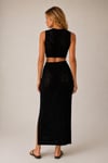 Ajurlu Triko Crop Bluz & Yırtmaçlı Midi Etek Takım