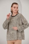 ALEXANDERGARDI BASİK LEOPAR DESENLİ POLAR SWEATSHİRT (B22-383A)