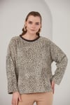 ALEXANDERGARDI BASİK LEOPAR DESENLİ POLAR SWEATSHİRT (B22-383A)
