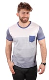ALEXANDERGARDI ÇİZGİLİ BİSİKLET YAKA T-SHIRT, MAVİ (B19-27955)