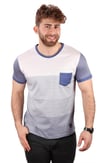 ALEXANDERGARDI ÇİZGİLİ BİSİKLET YAKA T-SHIRT, MAVİ (B19-27955)