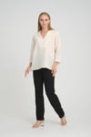 ALEXANDERGARDI V POLO YAKA İNCE KETEN OVERSİZE BLUZ (B24-002)