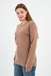 BİSİKLET YAKA BASİC LİKRALI SWEATSHIRT (WK25512-WN)