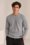 Bisiklet Yaka İnce Fitilli Basic Sweatshirt