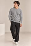Bisiklet Yaka İnce Fitilli Basic Sweatshirt