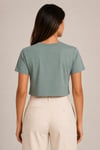 Bisiklet Yaka Pamuklu Crop T-shirt