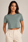 Bisiklet Yaka Pamuklu Crop T-shirt