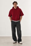 Cropped Kapüşonlu Kısa Kollu Sweatshirt